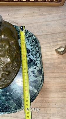 Bronze sculpture signed Pierre-Jules MENE on a green marble base