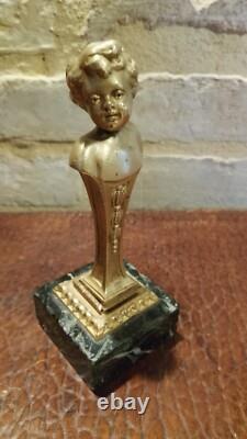 Bronze seal stamp signed Roland on marble base