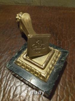 Bronze seal stamp signed Roland on marble base
