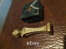 Bronze seal stamp signed Roland on marble base