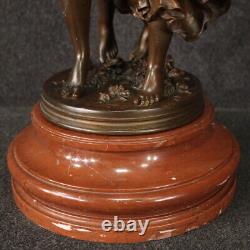 Bronze signed Dumaige sculpture Love and Psyche statue on marble base 19th century