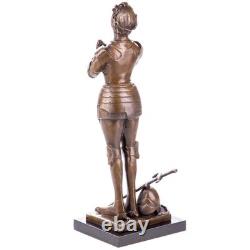 Bronze statue of Joan of Arc on a black marble pedestal after Mercier