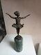 Bronze Statuette Of A Dancer Signed, 33 Cm In Height On A Green Marble Base