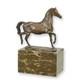 Bronze Trotting Horse Sculpture On A Black Marble Base, Signed