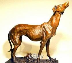 Bronzefigur- Greyhounds Signed On Base In Marble Made Handarbeit
