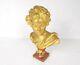 Bust Cupid Bronze Gilded Marble Base Signed Agathon Leonard 19th Century