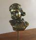 Bust Of A Little Girl. Gilded Bronze/marble Base. Monogrammed Pm. 10x7x5. Height 25.