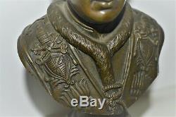 Buste Bronze Nineteenth Signed Bulio Pope IX Base Black Marble Collection Religion