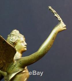 C 1910 Fine Gilt Bronze Sculpture P. Ducuing Fame 42c3.3kg Barbedienne
