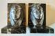 C. Charles Pair Of Art Deco Bookends, Bronze Pharaohs On Marble. Signed