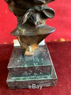 C16 Bronze Sculpture Head Of Base Marble Dea Bendata