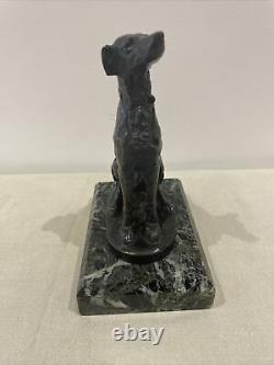 Cartier Bronze Dog Hunting Dog On Socle In Ancient Marble French