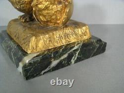 Chick Outgoing From Egg Bronze Animal Sculpture Ancient Signed Raphanel