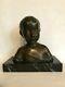 Children Bust Bronze With Brown Patina On Marble Base Signed Nineteenth Donatello