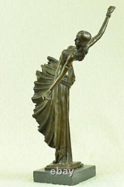 Chiparus Belly Dancer Statue Pure Bronze Sculpture Signed Art Deco Marble Base