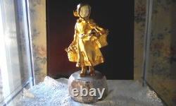 Chryselephantine A. Gory Art Deco Young Girl With Golden Bronze Baskets - Marble