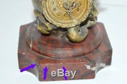 Clock On Bronze Putto Signed H Capy XIX Movement To Restore Marble Base
