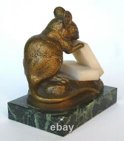 Clovis Edmond Masson Mouse With Bronze Sugars And Marble 19th Animal Sculptor