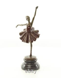 Colored Bronze Ballerina Sculpture on a Marble Base after Milo