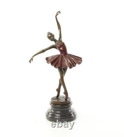 Colored Bronze Ballerina Sculpture on a Marble Base after Milo