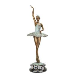 Colored Bronze Ballerina Sculpture on a Marble Base after Milo