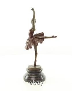 Colored Bronze Ballerina Sculpture on a Marble Base after Milo