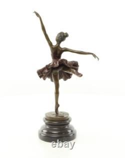 Colored Bronze Ballerina Sculpture on a Marble Base after Milo