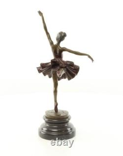 Colored Bronze Ballerina Sculpture on a Marble Base after Milo