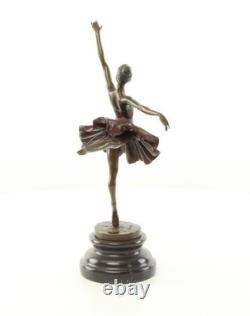 Colored Bronze Ballerina Sculpture on a Marble Base after Milo