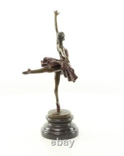 Colored Bronze Ballerina Sculpture on a Marble Base after Milo