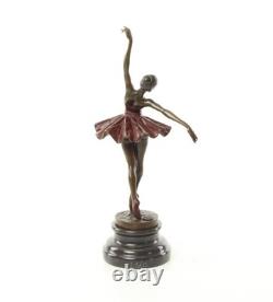 Colored Bronze Ballerina Sculpture on a Marble Base after Milo