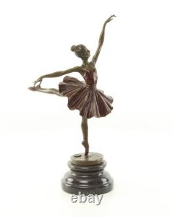 Colored Bronze Ballerina Sculpture on a Marble Base after Milo