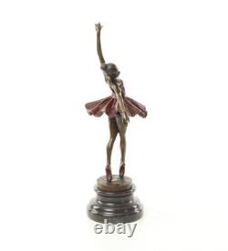Colored Bronze Ballerina Sculpture on a Marble Base after Milo
