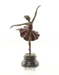 Colored Bronze Ballerina Sculpture on a Marble Base after Milo