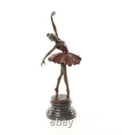 Colored Bronze Ballerina Sculpture on a Marble Base after Milo
