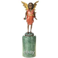 Colored Bronze Elf Sculpture on a Green Marble Base After Milo