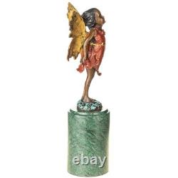 Colored Bronze Elf Sculpture on a Green Marble Base After Milo