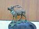 Colored Patinated Bronze Deer On Marble Top