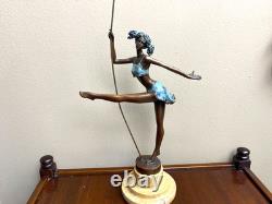 Colored bronze ballerina sculpture on a marble base after Milo