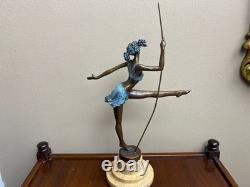 Colored bronze ballerina sculpture on a marble base after Milo