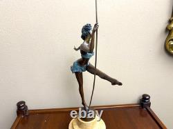 Colored bronze ballerina sculpture on a marble base after Milo
