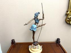 Colored bronze ballerina sculpture on a marble base after Milo