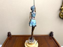 Colored bronze ballerina sculpture on a marble base after Milo