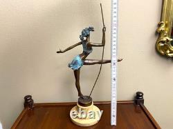 Colored bronze ballerina sculpture on a marble base after Milo