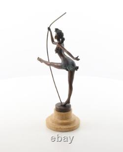 Colorful bronze ballerina sculpture on a marble base, after Milo