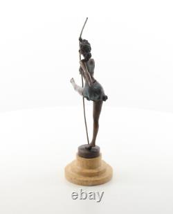 Colorful bronze ballerina sculpture on a marble base, after Milo