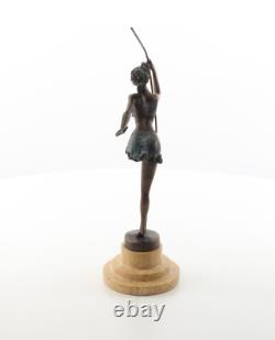 Colorful bronze ballerina sculpture on a marble base, after Milo