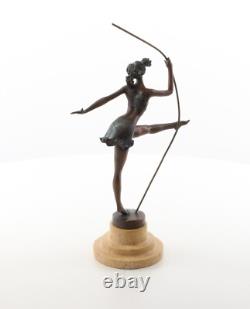 Colorful bronze ballerina sculpture on a marble base, after Milo