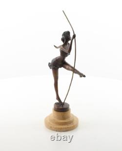 Colorful bronze ballerina sculpture on a marble base, after Milo