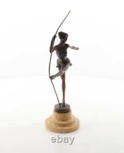 Colorful bronze ballerina sculpture on a marble base, after Milo